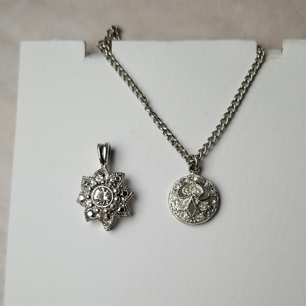 Pair Of Round Starburst Cleat Stone Pendants